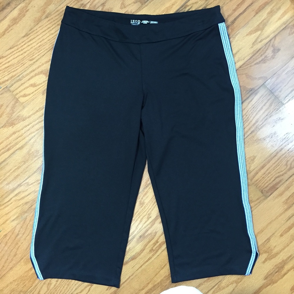 Izod Perform X Black Cropped Workout Leggings L